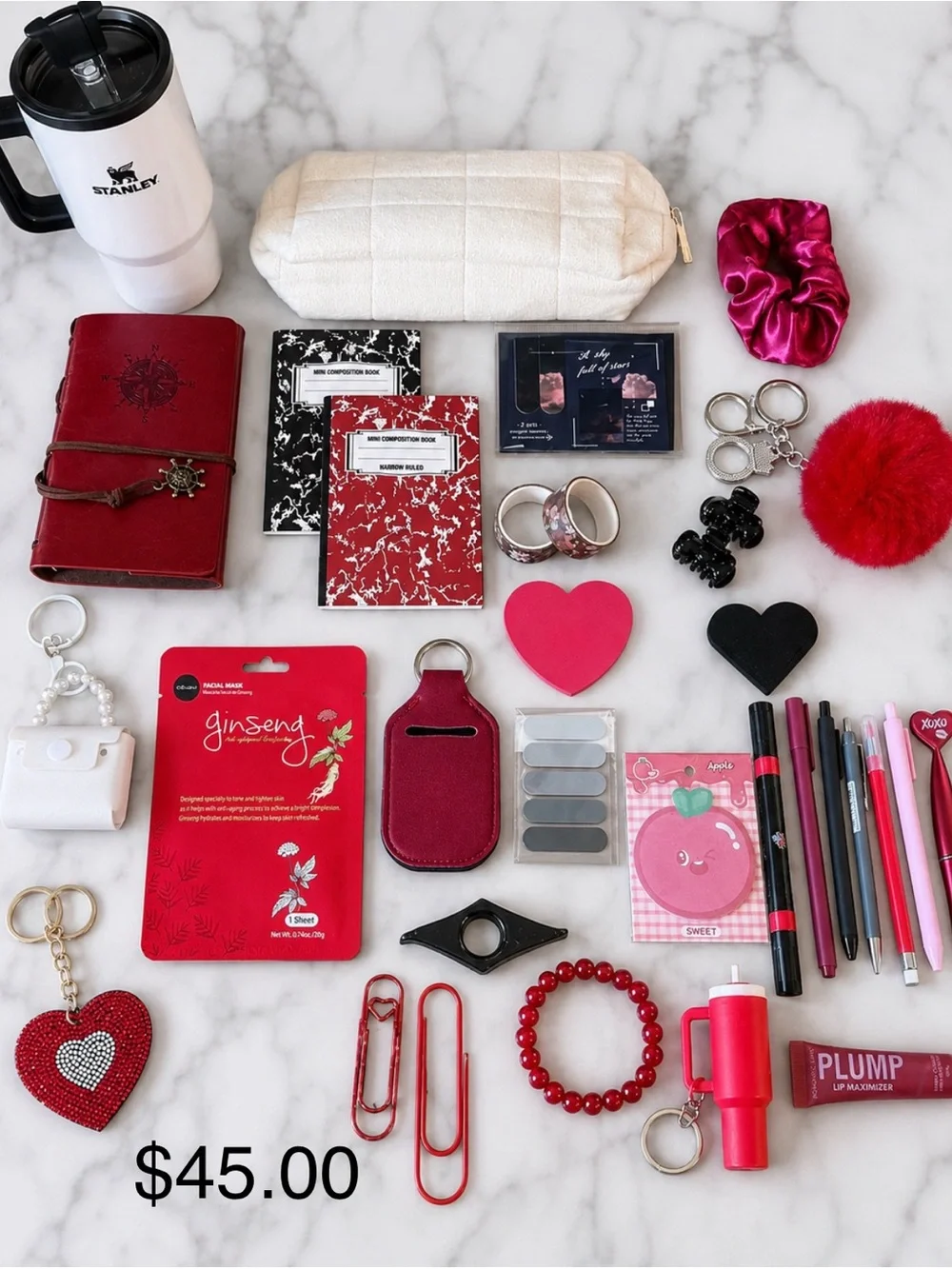 Journaling Bookish Accessories Set - Red & Pink Accents